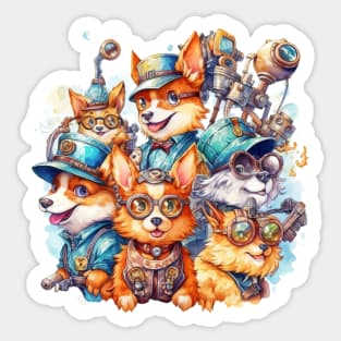 Steampunk Pooches: A Watercolor Woof-fest Sticker